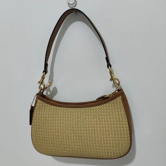 Coach Light Beige Woven Straw Hobo Bag - Picture 2 of 10